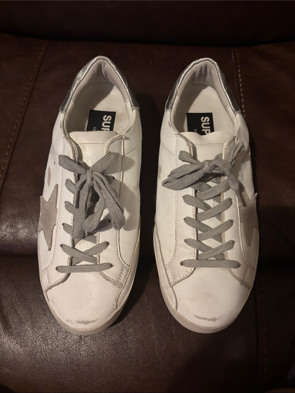 Golden Goose White Sneakers with Gray Star Accent